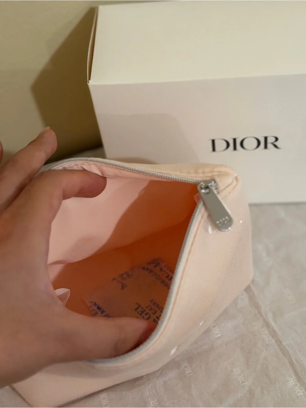 Dior Pale Pink CD Embroidered Cosmetic Pouch